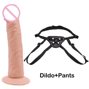 Realus Didelis Dildo Moterų Reguliuojamas Kelnės su Varpos Siurbimo Taurės Sekso Žaislai Dirbtinį Falą Dirželis Ant Dildo Masturbator