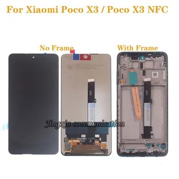 Už Xiaomi Poco X3 M2007J20CG LCD Ekranas Jutiklinis Ekranas skaitmeninis keitiklis Assambly Už Poco X3 NFC Originalus LCD MZB07Z0IN Remonto komplektas