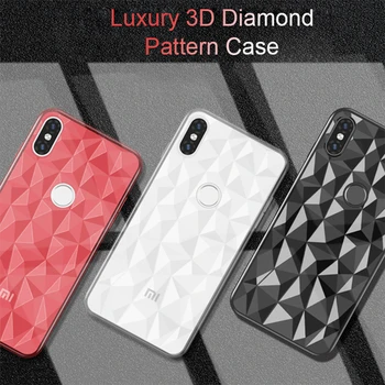 3D rombo Formos Atveju Xiaomi Mi8 Mi A1 A2 Lite Pocophone F1Transparent Atvejais Redmi 6 Pro Note5 Padengti Fundas Coque