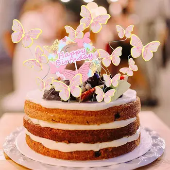 Tortas Toppers Happy Birthday Cake Toppers Rankų Darbo Dažytos Vestuvių, Gimtadienio Tortas Drugelis Dekoravimui Šalies Kepimo Reikmenys