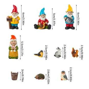 10vnt/set Mini Sodo Gnome Dervos Pasakų Sodas Juokinga Miniatiūriniai Nykštukai Elf Pav Micro Sodo Nykštukas, Terariumai, Dekoro Knygynas