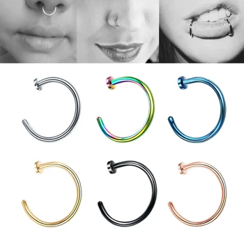 Moterų lūpų Žiedai Medicininio Titano, plieno Nosies Žiedą Netikrą Nosį Žiedą Pertvaros Auskarų vėrimo Įrašą Į burną, Žiedas Netikrą Auskarų vėrimas Kūno Įrašą Hoopas