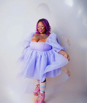 Violetinė Mielas Classic Valtis Kaklo Sijonai Tiulio Raukiniai Mini Princesė Suknelės Gimtadienio Nuotrauka Plius Dydis