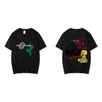 Vyrai Savo Hip-hop Street T-shirt Žemyn Į Žemę, Vasarą trumparankoviai marškinėliai Astroworld Scott Travis Kaktusas Grafiti T-shirt
