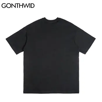 GONTHWID Tshirts Hip-Hop Žiūrėti Spausdinti Atsitiktinis Palaidų Tees Marškinėliai Streetwear Vyrų Harajuku Mados Trumpas Rankovės Punk Rock, Gothic Viršūnės