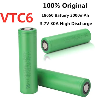 VTC6 18650 3000mAh Baterija 3.7 V 30A Didelio biudžeto Įvykdymo patvirtinimo 18650 Akumuliatoriai už US18650VTC6 Žibintuvėlis Baterija, Įrankiai
