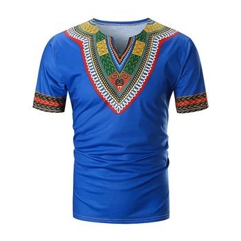2021 Naujas Atvyko Folk-custom T-marškinėliai Vyrams, Vasaros Atsitiktinis Afrikos Spausdinti V-Kaklo Megztinis trumpomis Rankovėmis T-shirt Viršuje Palaidinė camiseta