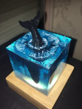 [TML] Rankdarbių jūrų papuošalai jūros banginių žuvų bakas naktį šviesos Dervos kristalų automobilių ornamentu namų stalo Puošmena modelis dovana