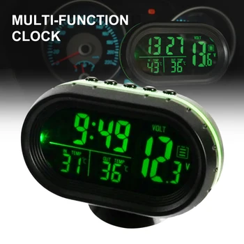 12V Automobilinis Skaitmeninis Laikrodis ir Temperatūros Voltmeter Termometras Automobilio prietaisų Skydelio Laikrodis LCD Ekranas su Apšvietimu Įtampos Testeris