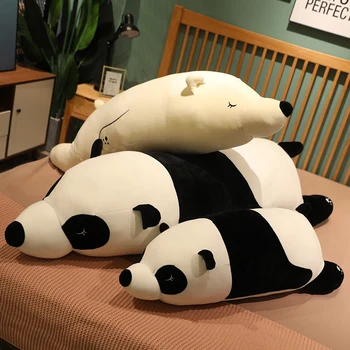 Gražus 1pc 70cm-120cm Mielas Gulėti Polar Bear & Panda Pliušiniai Žaislai Mielas Gyvūnų Įdaryti Minkštos Lėlės Pagalvę Vaikams, Gimtadienio Dovanos