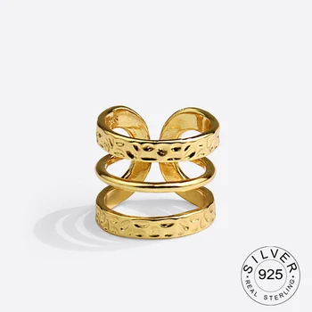 925 Sterlingas Sidabro Žiedai Moterims Interware Aukso Spalvos Senovinių Vestuvių Madinga Papuošalai Didelio Aukščio Antikvariniai Žiedai Anillos