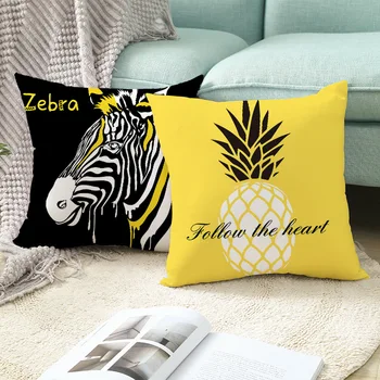 Kūrybos Zebra Ananasų Geltonos Spalvos Pagalvėlės Dangtis Šiaurės Geometrinis Spausdinti Užvalkalas Svetainės Paprastas, Dekoratyvinis Mesti Pagalvę Padengti