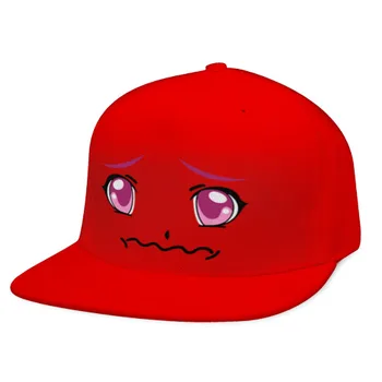Snapback cap tiesiai su snapeliu, rožinis anime akis