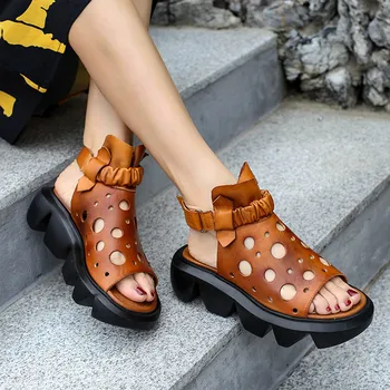 VALLU 2020 metų vasaros naują storas kulnas PU putų storio apačioje sandalai žuvų burna tuščiaviduriai cool asmenybė lokomotyvų moterų batai