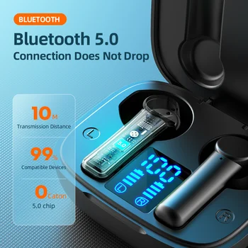 TWS Bluetooth 5.0 Tiesa, Belaidės Ausinės Bass Stereo laisvų Rankų įranga Hifi Muzikos Ausinių LED Maitinimo Ekranas 