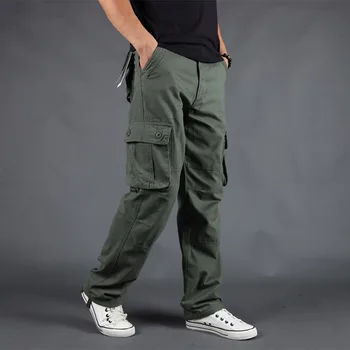 Vyriški Krovinių Kelnės Vyrams, Atsitiktinis Multi Kišenės Karinės Didelio dydžio Tactical Kelnes Vyrams Outwear Armijos Tiesios kelnės Ilgos Kelnės