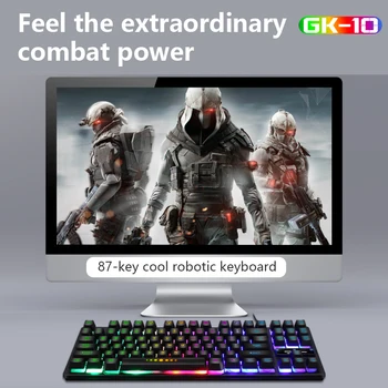 Šviesos Žaidimų Mechaninė Klaviatūra 87 Klavišus Su RGB LED Apšvietimu USB Laidinio 1,5 M Keybord Vandeniui Multimedijos Tablet Desktop