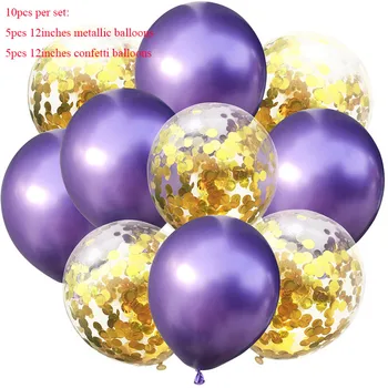 10vnt/partijos sumaišyti aukso, sidabro konfeti balionu romantiška vestuvių dekoravimo, kūdikių dušas gimtadienio apdaila metalo balionas