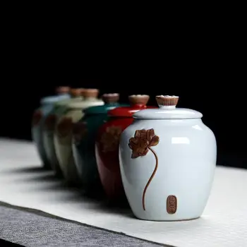 1pc Arbatos Jar Talpykla Arbatos Konteinerių Keramikos Užtaisai Arbatos Dėžutė Arbatos Filtras Saugojimo Jar Keramikos Puodą Stalo Viešbutis Home