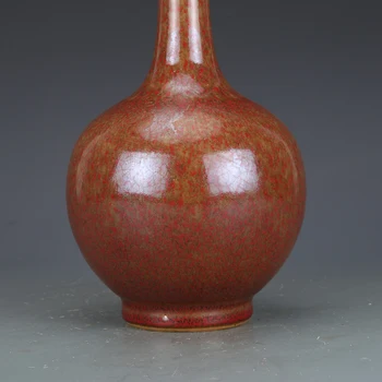 Čing Dinastijos kanas-b metai pažymėti raudona krosnies keitimas tulžies pūslės vazos, senoviniai porceliano kolekcija antikvariniai papuošalai
