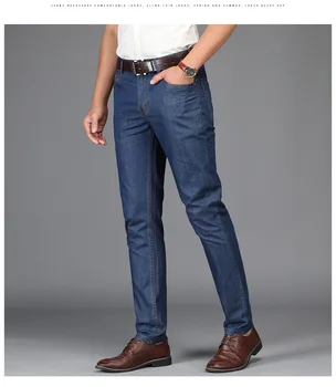 J1808-2020 m. vasarą naujų verslo džinsai laisvi tiesus vamzdis vyriški džinsai, kelnės Tencel audinio laisvalaikio vyriškos kelnės
