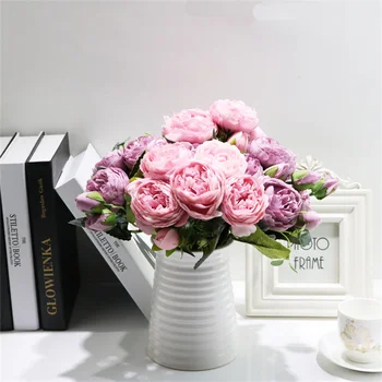 5-Galvos Mažas Bijūnas Korėjos Stiliaus Mažų Rankena Pluoštas 5-Galvos Feili Persian Rose Dirbtinių Gėlių Namuose Vestuvių Rožių Puokštė
