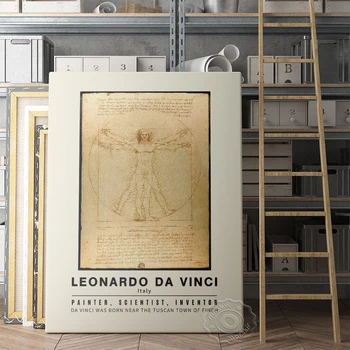 Leonardo Da Vinči Muziejus, Parodos Plakatas, Da Vinci Vitruvian Man Plaukioja Mašina Sienos Nuotrauka, Derliaus Žmogaus Eskizas Fonai