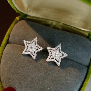 Mielas Star Lab Diamond cz Stud Auskarai Nekilnojamojo 925 sterlingas sidabro Papuošalai, Sužadėtuvių, Vestuvių Auskarai Moterims Vestuvių Dovana