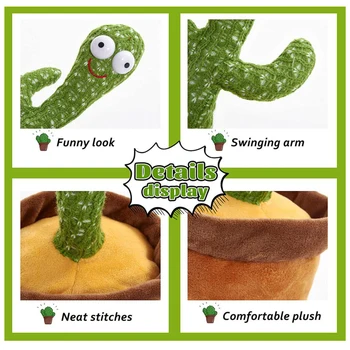 Šokių Kaktusas Elektronų Pliušinis Žaislas Minkštas Pliušinis Lėlės Kūdikiams Kaktusas, Kad Gali Šokti Ir Dainuoti Balso Interaktyvus Bled Stark Žaislas Vaikas
