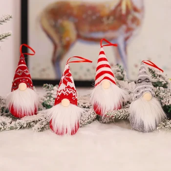4 X Kalėdų Beveidis Gnome Santa Kalėdų Medžio Kabo Ornamentu Lėlės Apdailos lėlės