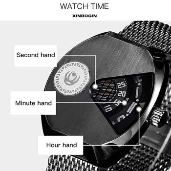 Prekės Creative Mens Sporto Laikrodžiai Kietas Pointerless Žiūrėti Kvarco Asmeninį be Rankų Koncepcija Rankinių laikrodžių Naujų Montre Bagažinės