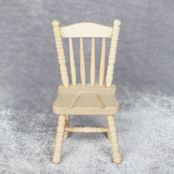 Lėlių namelio Medinės Kėdės 1:12 Nebaigtų Miniatiūrinės Medinės Modelio Kėdės Maža Modelis Baldai už Lėlių namelio Apdaila