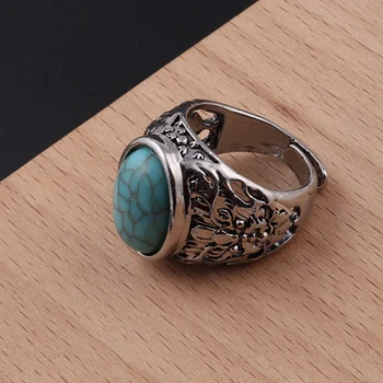 Tibeto Sidabro Senovinių Akmens Žiedas, Papuošalų Mados Turquoises Piršto Žiedai, Moterų, Vyrų Vestuvės Juvelyrika Dovana