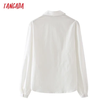 Tangada Moterų Retro Siuvinėjimo Romantišką Baltos Medvilnės Palaidinė Marškinėliai ilgomis Rankovėmis 2021 Elegantiškos Moteriškos Marškinėliai Topai 4T10