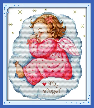 Miega angel baby miela mergina,skaičiuojami atspausdinta ant drobės DMC 14CT 11CT Kryželiu Rinkinys,, siuvinėjimo rinkinių rankdarbiams,Namų Dekoro