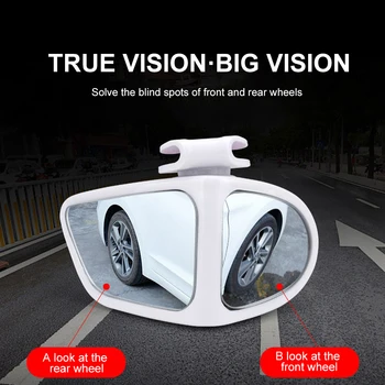 2vnt 360 Laipsnių HD aklojoje Veidrodžių Dual Swivel Veidrodis, Reguliuojamas Plataus Kampo Automobilį Auto Priekinio ir Galinio vaizdo Veidrodis, automobilių Stovėjimo aikštelė Veidrodis