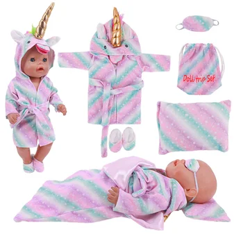 Rožinės Lėlės Drabužiai Pižama miegmaišį/Batai/Lagaminą Už 18Inch Amerikos Lėlės Mergaitėms 43Cm Reborn Baby Lėlės Priedai Vaikams, Žaislas
