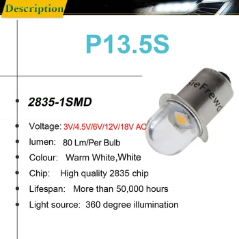 4Pcs PR2 P. 13.5S 2835 LED Konversijos Rinkinys AC 3V 4.5 V 6 V 12V 18V Šiltas / Balta Dviračio Žibintuvėlis Įrankiai Žibintų Darbo Žibintuvėlio Lemputės