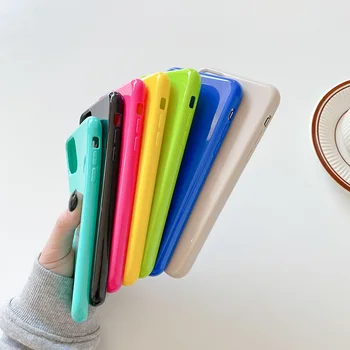 Neon Liuminescencinės Želė Telefono dėklas Skirtas iPhone 12 Mini Pro 11 Max XR XS 7 8 Plus X SE 2020 Candy Spalva, Blizgus, Minkštas TPU Galinį Dangtelį