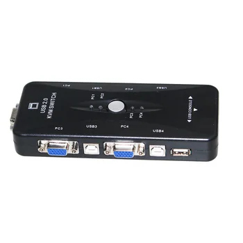 Naujas USB2.0 KVM Switch 4 Uostų Selektorių VGA Spausdinti Automatinis Jungiklis Moniter Box VGA Splitter V322 USB 2.0 KVM Switch