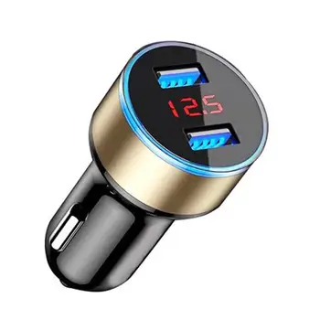 USB Automobilinis Įkroviklis, Greito Įkrovimo Dual USB Adapteris Cigarečių Degiklio LED Voltmeter visų Tipų Mobiliuosius Telefonus
