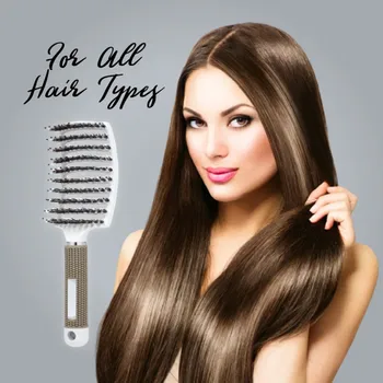 Moterų Nailono Šerių Hairbrush Galvos Masažas Šukos Detangle Plaukų Šepetys Salonas Įrankis #5