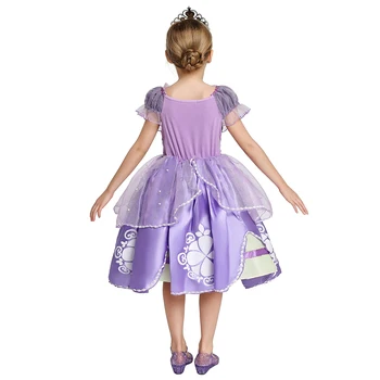 Princesė Sofija Vaikai Halloween Party Dress up Sluoksniuotos Rankovėmis Gėlių Tiulio Kamuolys Suknelė Kūdikių Mergaitės