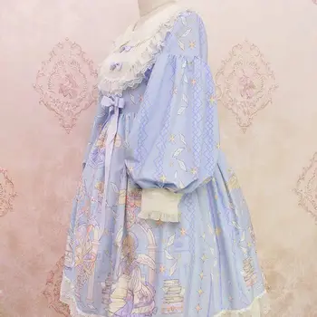 2021 Vasaros Derliaus Japanese Lolita Girl Dress Moterų Minkštas Mergina Vėjo Mielas Nėrinių Suknelė Ilgomis Rankovėmis Suknelė Mielas