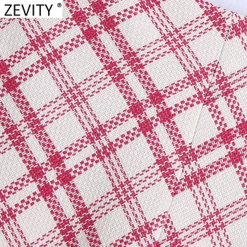 Zevity 2021 Moterų Mados Pledas Spausdinti Atsitiktinis Slim Tvido Linija Sijonas Faldas Mujer Moterų Retro Vestido Atgal Užtrauktuką Sijonai QUN775