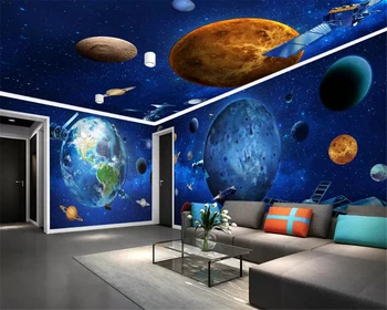 Beibehang Nach innen warme papel de parede 3d tapete erde 3D thema kosmoso volles haus hintergrund lazdelė dokumentai namų dekoro