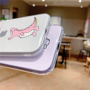 Mielas, Juokingas Animacinių filmų Hippo Dinozaurų Telefono dėklas skirtas iPhone 11 12 Mini Pro XS Max X XR 5 S SE 2020 6s 7 8 Plius Aišku, Minkštas Galinį Dangtelį