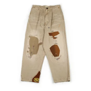 Mados Kratinys Pants Mens Vintage Plauti Tiesiai Užtrauktukas Kelnių Hip-Hop Harajuku Streetwear Naują Atsitiktinis Palaidų Poilsiu Kelnės