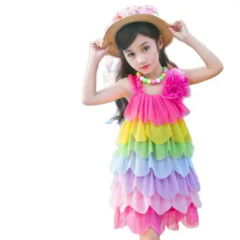 Vaikų Drabužiai Suknelė Mergina Naujas Vasaros Kid ' s Suknelė Princesė Dress Kūdikių Mergaičių Diržas Rainbow Beach Suknelė, Vaikams, Suknelės Mergaitėms