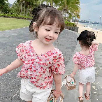 Mergaičių drabužiai nauji žiedai vasarą 2020 korėjos atsitiktinis trumparankoviai vaikų marškinėliai ir kūdikių mergaičių marškiniai mergina marškinėliai